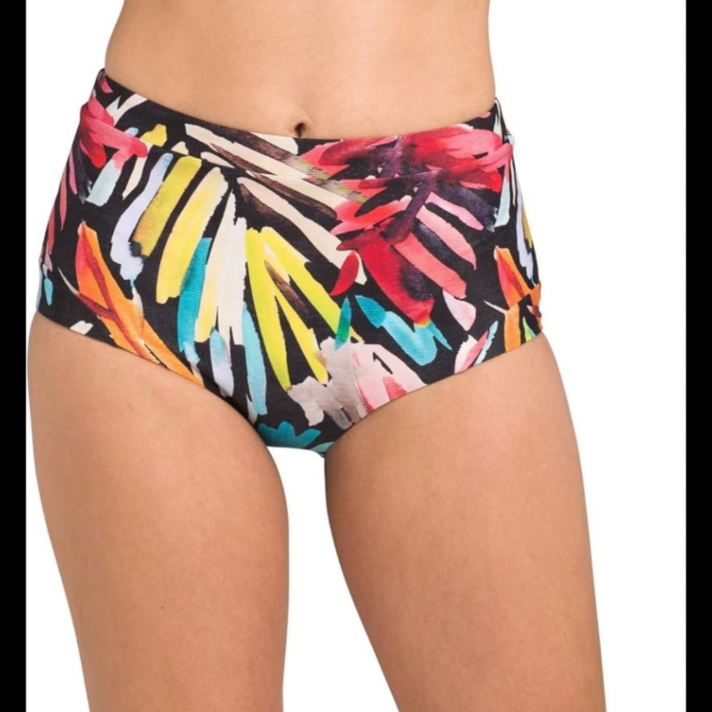 High-Waist Floral Print Swim Bottoms - Multicolor